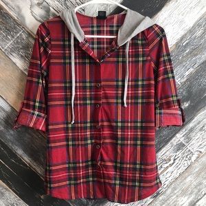 Rue 21 Plaid Hoodie Shirt